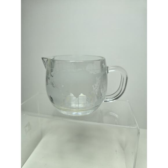 Vintage 1970s Nestle Nescafe Etched Glass World Globe Creamer - Picture 1 of 4